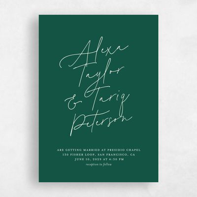 Emerald, Green Wedding Invitation - Micah Classic