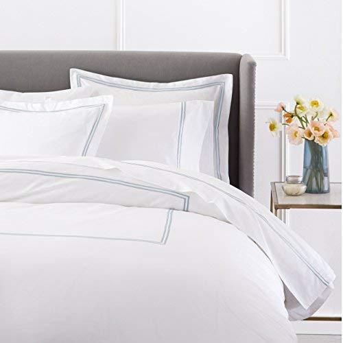 Pinzon 400 Thread Count Egyptian Cotton Sateen Hotel Stitch Duvet Cover - King, Silver Blue