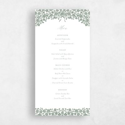 Green Greenery Wedding Menu - Tiglio