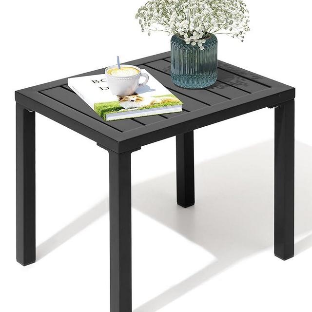 Crestlive Products Outdoor Side Table,Aluminum Rectangular Side/End Table, Small Patio Coffee Bistro Table for Outdoor Indoor (Black)