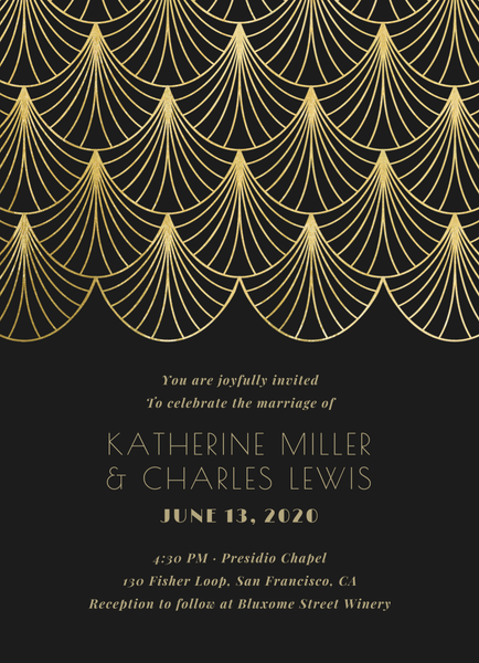 Baker Fan Foil | Black | Zola Wedding Invitations