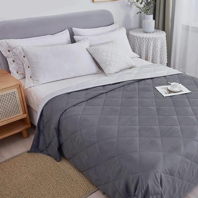 King Size Cooling Weighted Blanket by HomeSmart (an American Company) - Reversable Fabric with Bamboo (White Side) & Microfiber (Grey Side) 20lbs 88" x 94" King Size Weighted Comforter