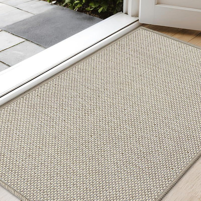 Color&Geometry Door Mat 24"x36", Front Door Mat Indoor Rugs for Entryway, Non Slip Washable Low-Profile Inside Door Mat, Entry Mat Entry Rug Door Mat Indoor Entrance, Khaki (Rolled-up NO Creases)