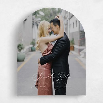 White Arch Wedding Save the Date - Kylan Photo