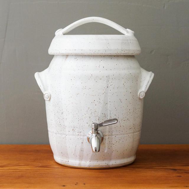 Made to Order ** Two gallon kombucha fermentation crock in Buttermilk White. Handmade, wheel-thrown ceramic stoneware.