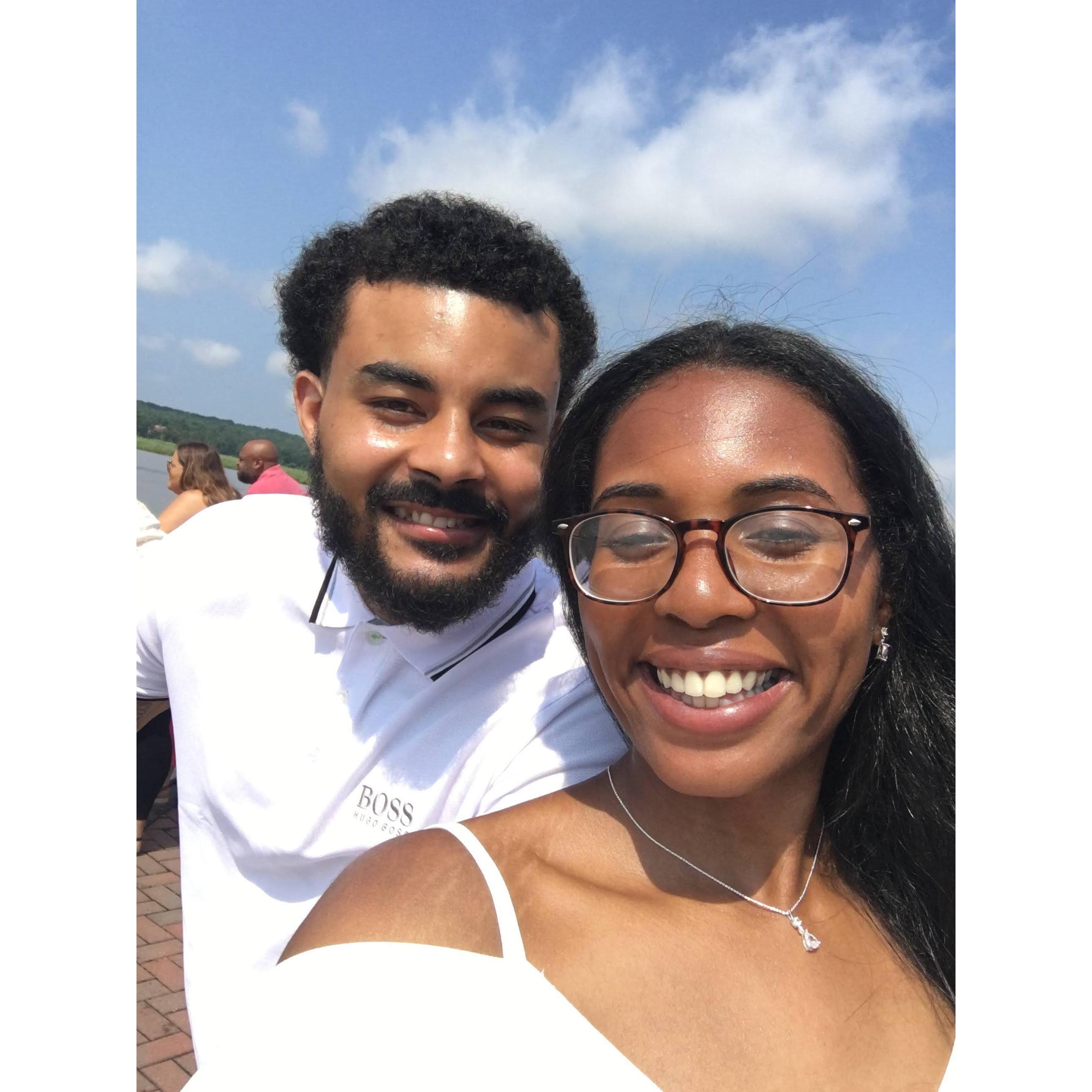 Relaxing by the water after we got married! <3
