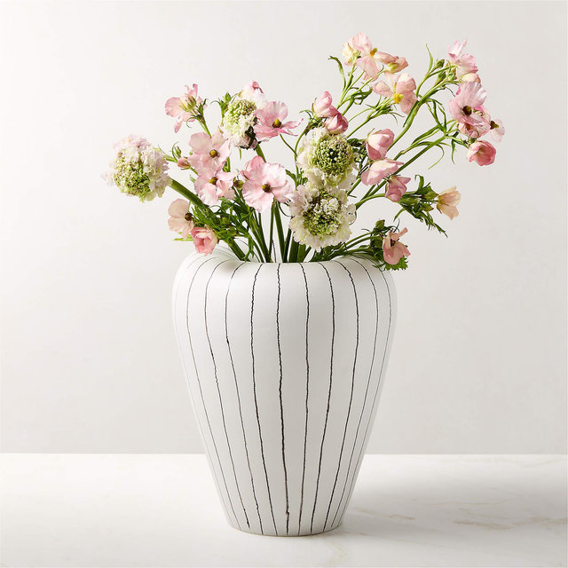 Vibrato Black and White Striped Ceramic Vase Tall