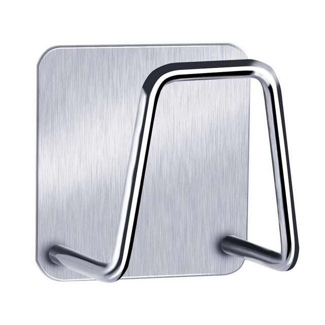 Sponge Holder Self Adhesive Sponge Holder for Kitchen Sink Caddy Stainless Steel Rust Proof Waterproof Quick Drying (A-Silver)