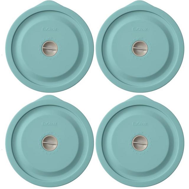 Replacement Lids for Pyrex 7200-PC 2 Cup, Silicone Round Storage Cover Lid for Anchor Hocking Glass Bowl 4 Pack with Date Mark