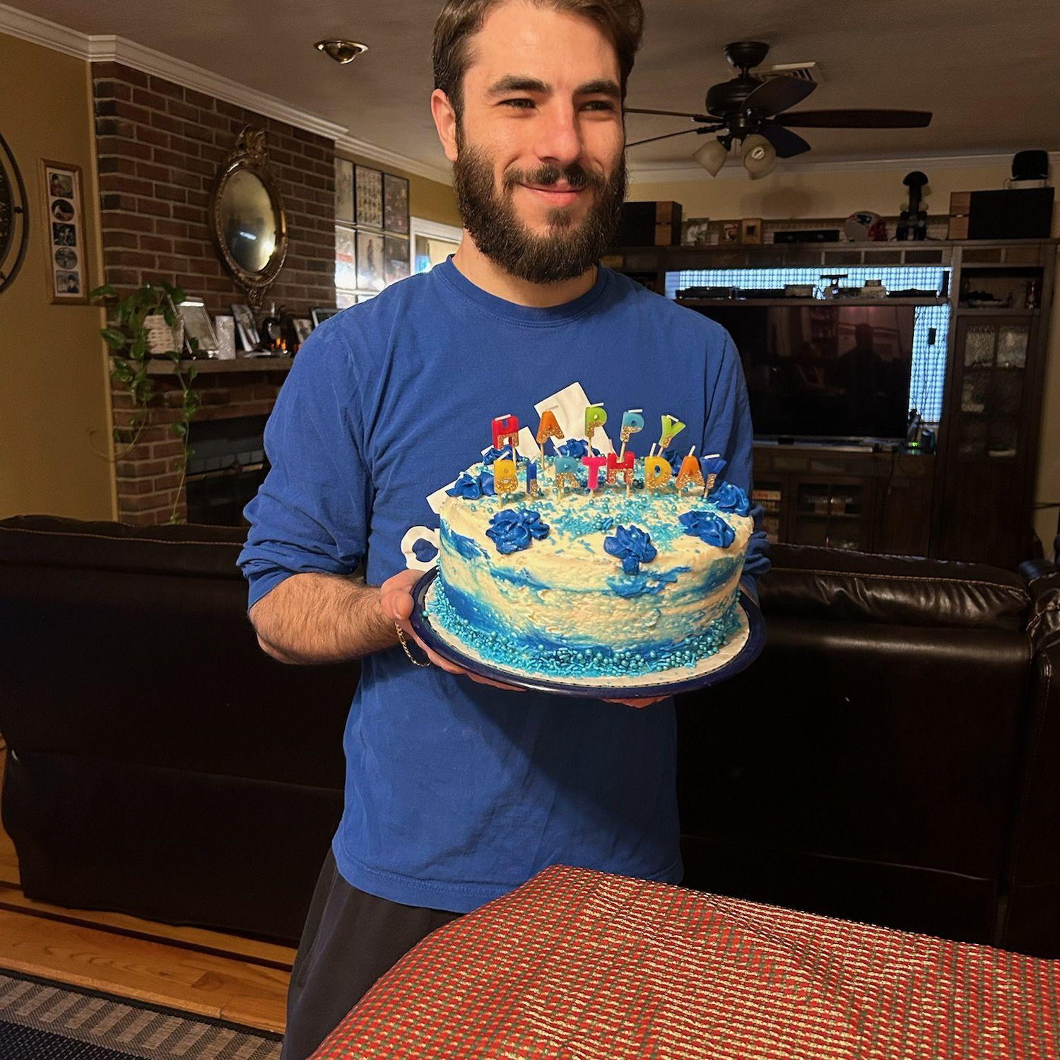 First homemade birthday cake that Becca made Jake
