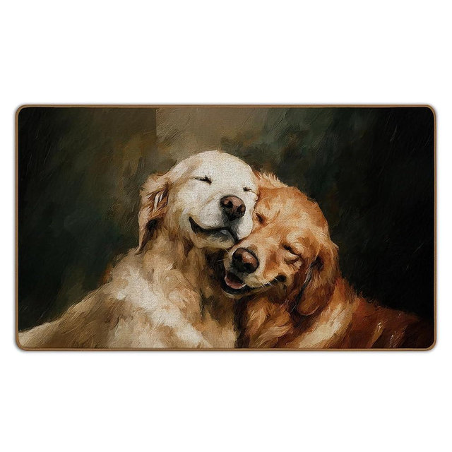WTOGQ Cute Golden Retrievers Door Mat, Vintage Golden Retrievers Welcome Mat, Dogs Front Door Mat Indoor Outside Entrance, Dog Home Decor Doormats， Gifts for Women Dog Lovers 17X29 Inch