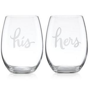 kate spade new york - Two of a Kind His & Hers Stemless Wine Glasses, Set of 2