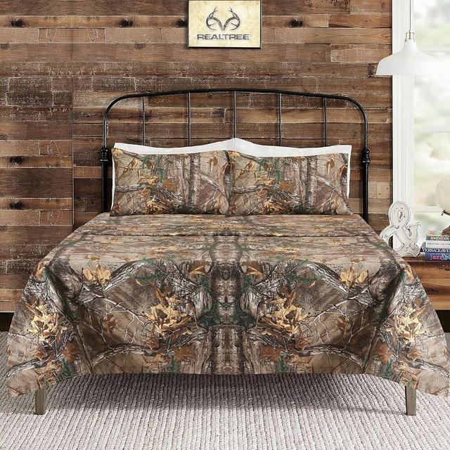 Boston Linen Company Realtree Xtra Camo Bedding King Sheet Set 4 Piece Polycotton Rustic Farmhouse Bedding for Lodge, Cabin & Hunting Bed Set – Perfect for Outdoor Camouflage Bedroom - (78"x80")