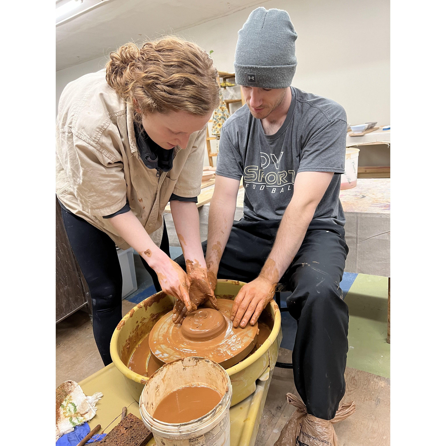Teaching Bob to throw pottery