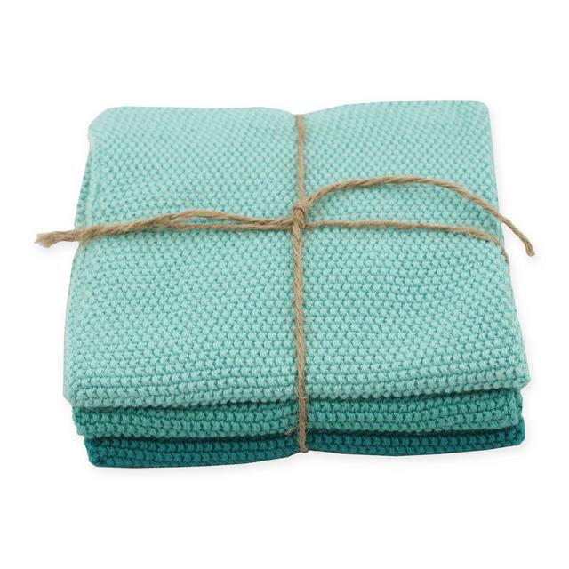 Marine Knitted Dish Cloths in Blue (Set of 3)