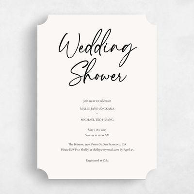 White Ticket Wedding Wedding Shower Invitation - Santorini Type