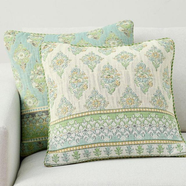Jaya Jacquard Reversible Pillow, 20", Blue Multi