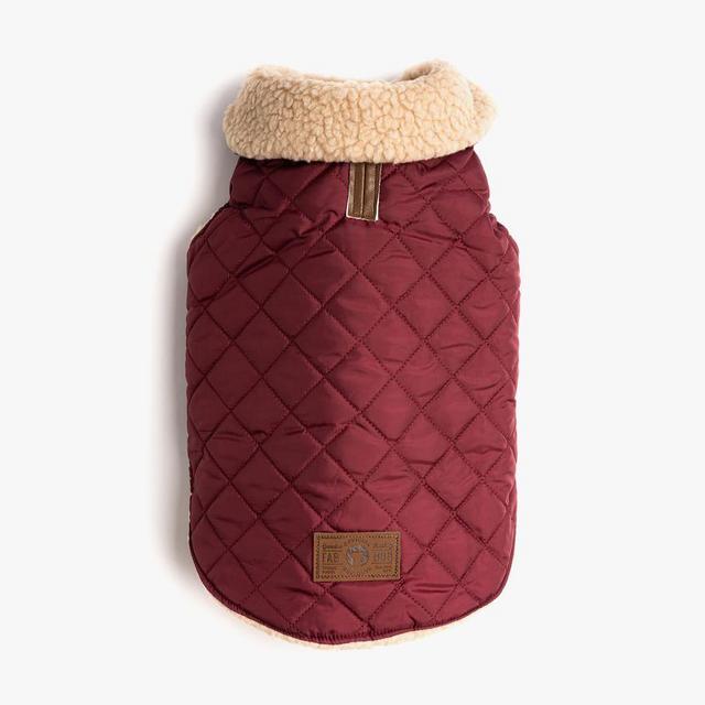 Burgundy Quilted Pet Coat, 20"