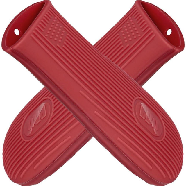 Cast Iron Handle Cover, 2 Pack Extra-Thick Silicone Heat-Resistant Cast Iron Skillet Pan Handle Cover, 5-inch Flat Grip Handle Holder Cover to Move Pans, Skillets from Oven, Stovetop, Burner