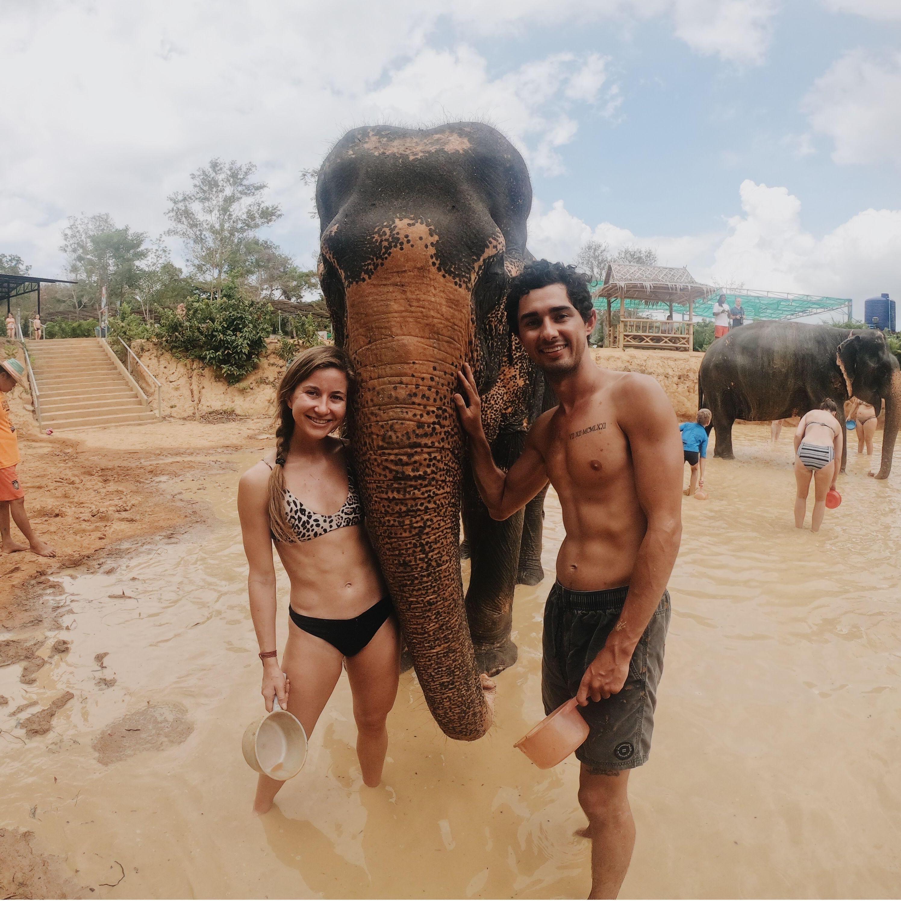 One of many adventures in Southeast Asia: bathing with elephants at an Elephant Sanctuary in Thailand!