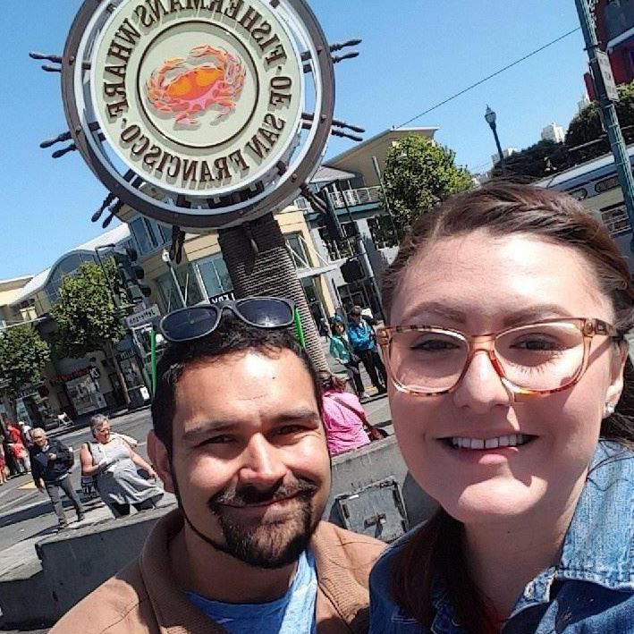 This was taken at Fisherman's Warf in San Francisco. Our bellies were full of Boudin's Sourdough!