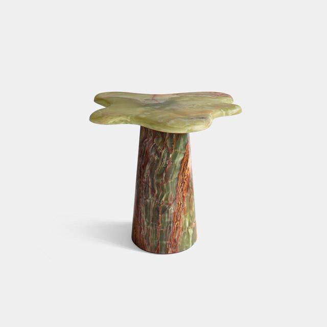 Bloc Studios Ondamarmo Side Table in Green-Brown Onyx