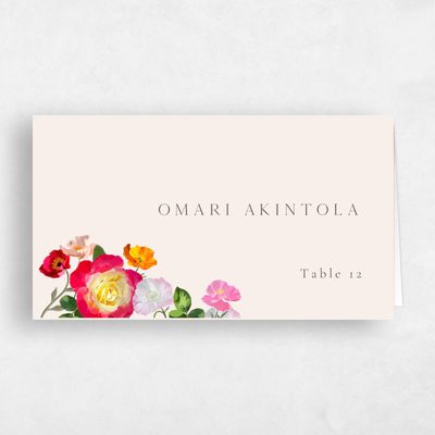 Linen, Beige Wedding Place Card - Leora