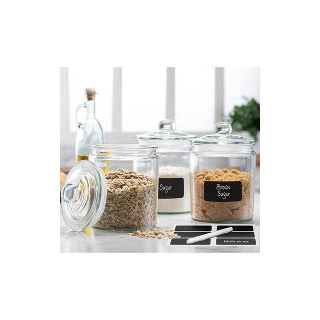 Le'raze 3pc Glass Cookie Jars with Airtight Lids + Labels & Marker - 64oz.