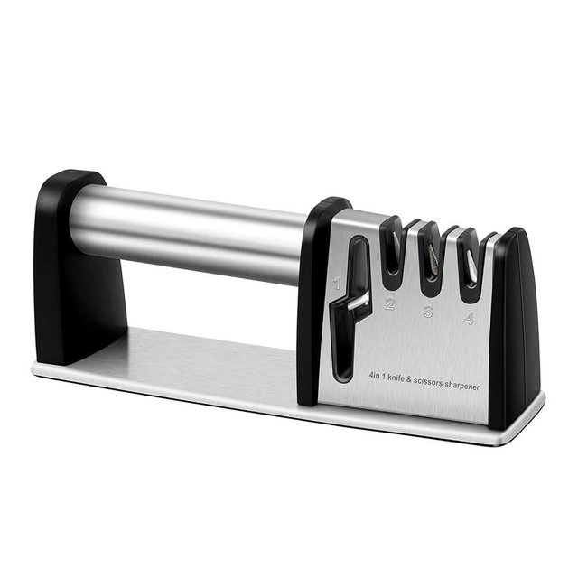Knife Sharpeners, 4 in 1 Professional Chef's Kitchen Knife Accessories, Kitchen Blade & Scissors Sharpening Tool, Manual Knife Sharpener for Kitchen Knife