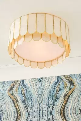 Madelyn Capiz Faceted Flush Mount