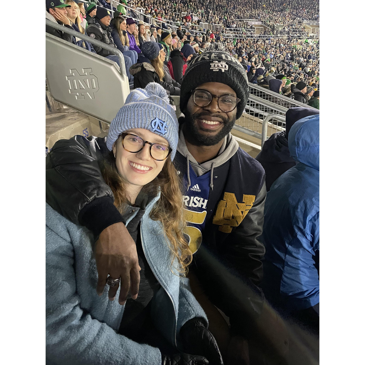 The beginning to a fun rivalry of UNC vs. ND! (1 week before the proposal!)