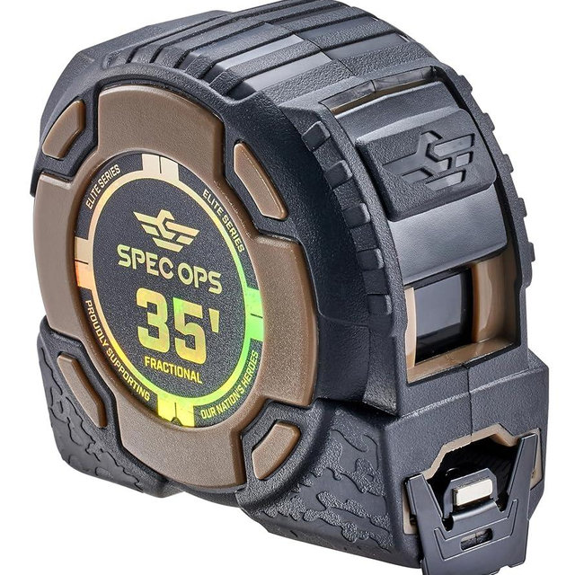 Spec Ops Tools 35-Foot Elite Series Magnetic Tape Measure, 1 1/4" Double-Sided Blade, Includes Fractional Markings, 12 Feet of Stand Out, Military-Grade Composite Case, 3% Donated to Veterans