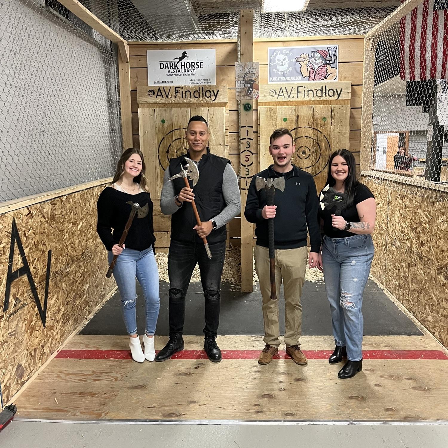 Axe throwing with Katie & Steven