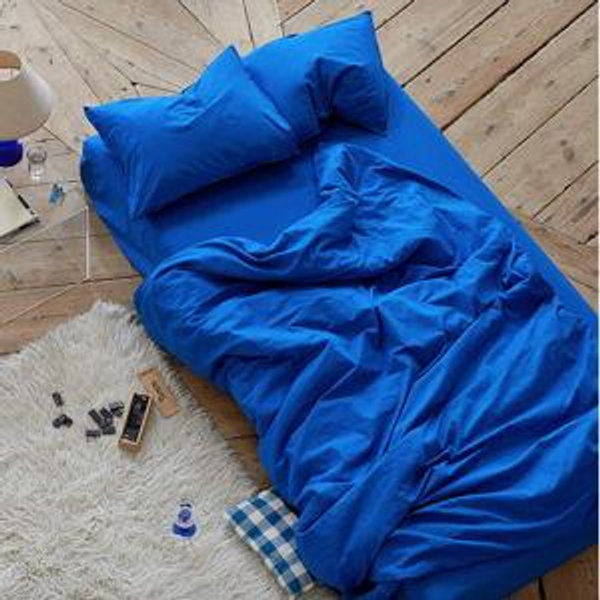 Cobalt blue fitted sheet in many sizes and 100% organic cotton