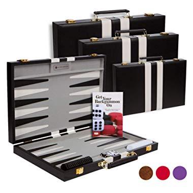 Get The Games Out Top Backgammon Set - Classic Board Game Case - Best Strategy & Tip Guide - Available in Small, Medium and Large Sizes (Black, Medium)