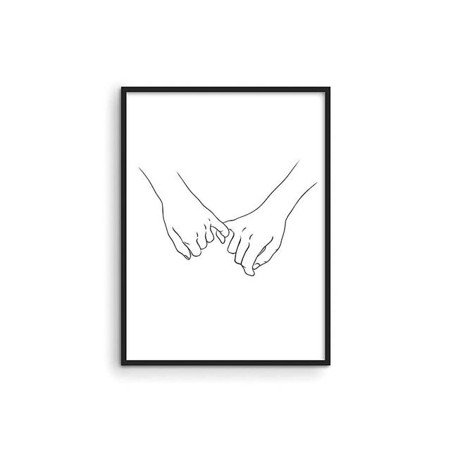 Pinky Promise Wall Art Line Drawings - By Haus & Hues | Modern Wall Art Contemporary Decor Pictures for Bedroom Wall Decor Aesthetic Holding Pinkies Line Wall Art UNFRAMED 12” x 16” (Holding Pinkies)