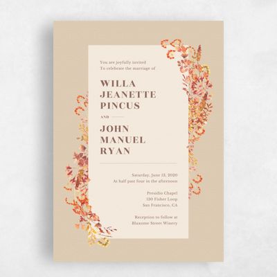 Tan, Brown Wedding Invitation - Gramercy Corner