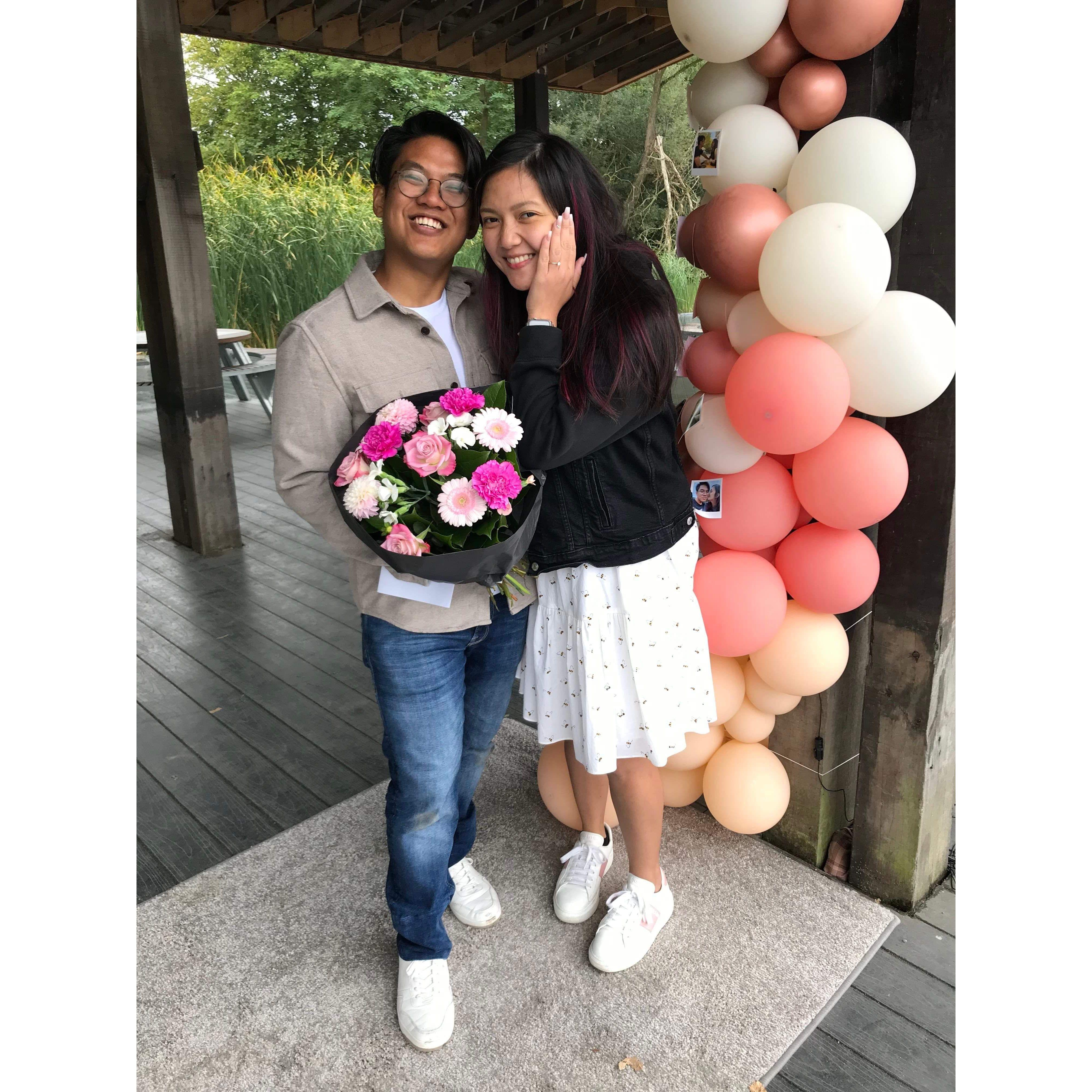 Picture when Yam proposed in Belgium after years of not seeing each other and 2 months after getting back together virtually