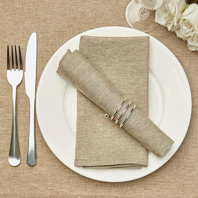 Mebakuk Cloth Napkins Set of 6, Premium 17 x 17 Inch Solid Washable Linen Style Napkins, Soft Table Napkin for Wedding Party Restaurant Dinner Parties (Mocha, Set of 6)