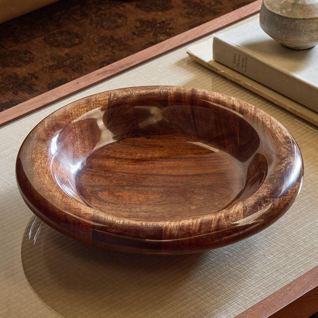 Wood Bubble Rim Bowl, Natural, 14 Inches