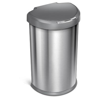 simplehuman® studio 45 Liter Semi-Round Sensor Trash Can Stainless Steel - Gray Plastic Lid