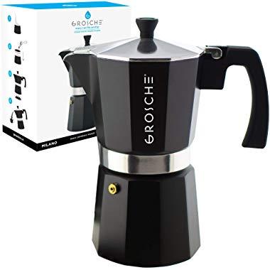 GROSCHE Milano Stovetop Espresso Maker Moka Pot 9 Cup, 15.2 oz, Black. Cuban Coffee Maker Stove top coffee maker Moka Italian espresso greca coffee maker brewer percolator