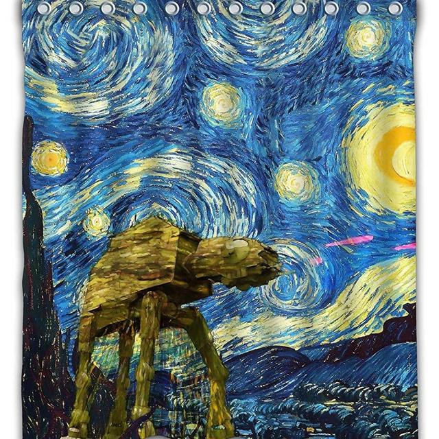Gouriru Custom Wars Design Starry Night Shower Curtain Waterproof Fabric for Bathroom Decor Size 66x72 Inches