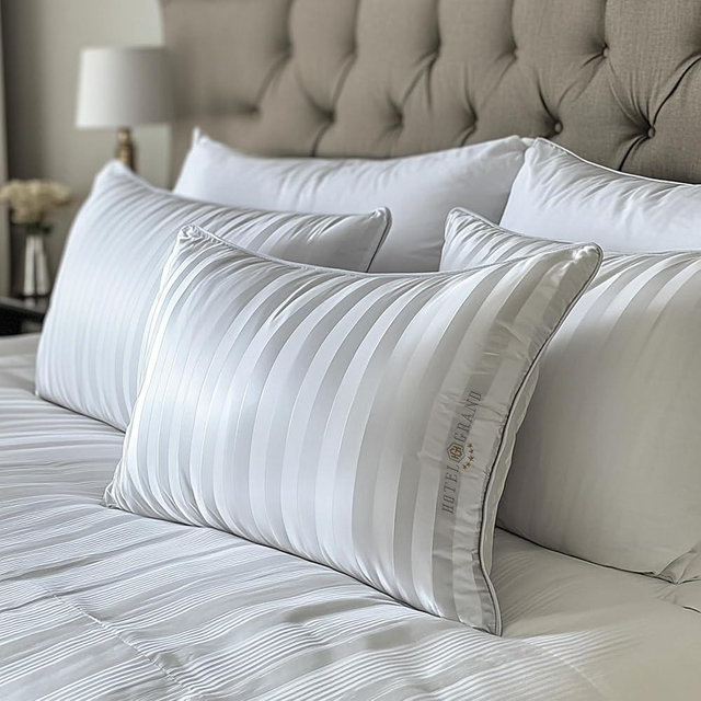 Hotel Grand White Feather Down Pillows King Size Set of 2 Packs Bed Pillows Medium Firm Hypoallergenic 100% Cotton Breathable Hotel Collection Back/Side Sleeping Pillows,36"x20"/2 Packs