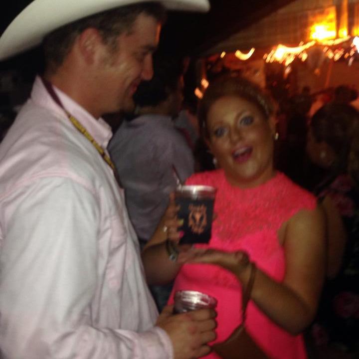 I know it is blurry, but the coozie said trophy wife!