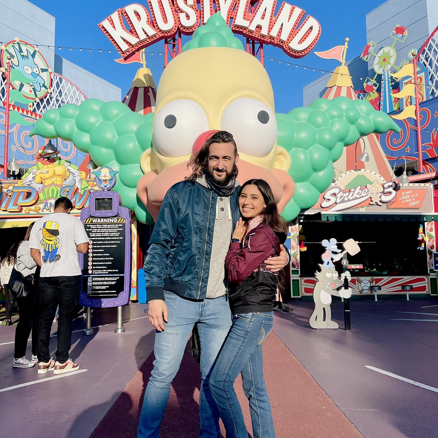 Welcome To Krustyland! Not the happiest place on earth but it is where we met. 
That Krusty the Clown introduced us. So thank you Krusty, Hey! Hey!