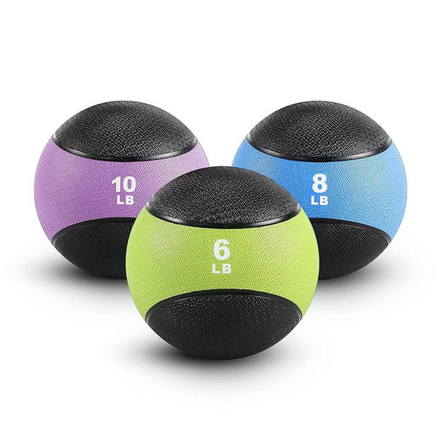 RitFit Weighted Medicine Ball - Non-Slip Rubber Shell & Dual Texture Grip - Workout Exercise Ball for Core Strength, Balance Training, Coordination Fitness - Multiple Weights & Colors