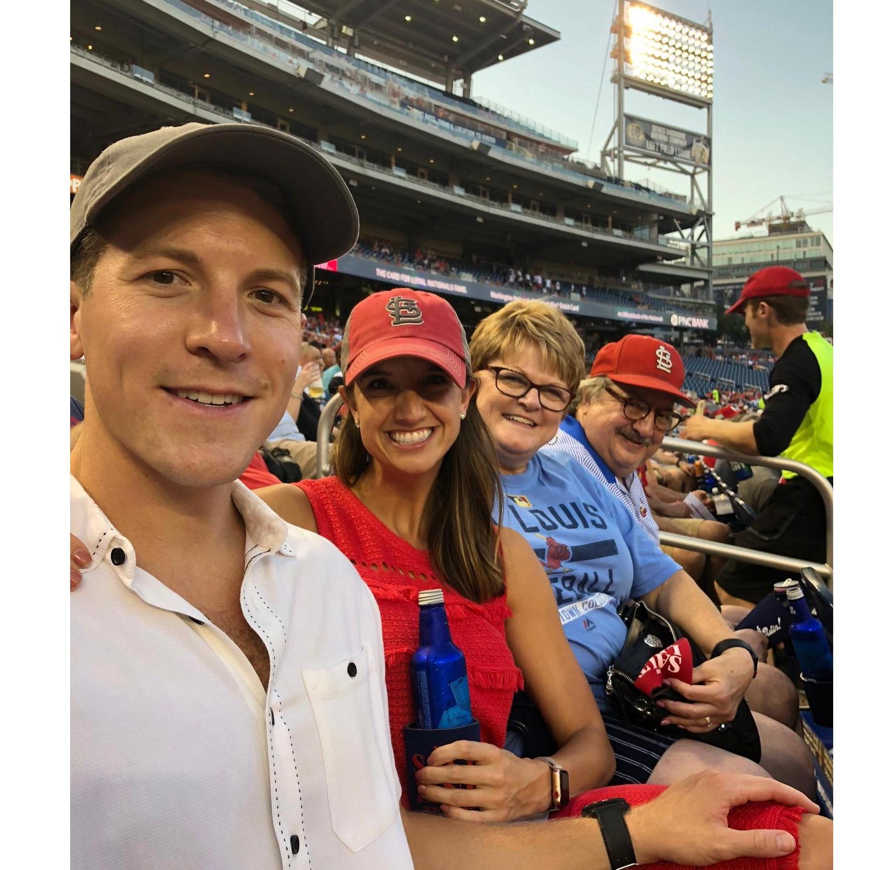 The night Matt asked for Terry's permission. Cards vs. Nats. Sally and Susan left their third base dugout seats to grab dinner. As luck would have it, Yadier Molina hit a grand slam after the ask.
