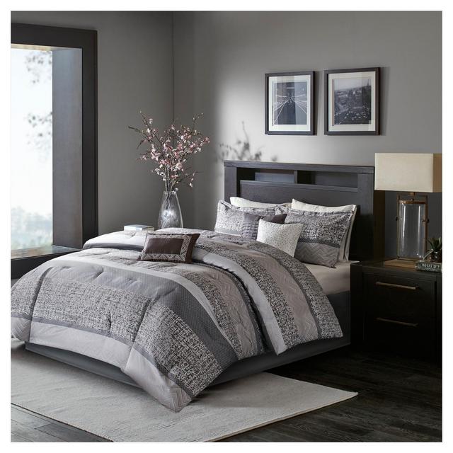 California King 7pc Harmony Jacquard Comforter Set - Gray/Taupe
