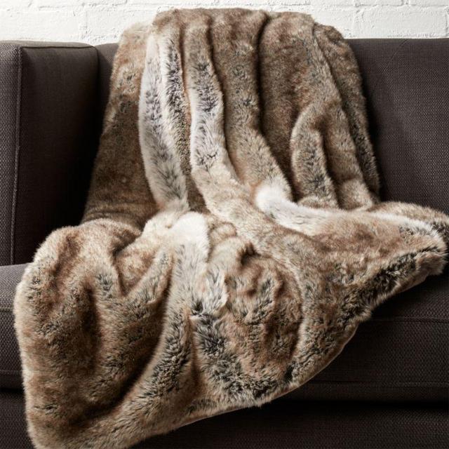 Light Grey Faux Fur Throw